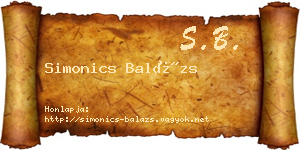 Simonics Balázs névjegykártya